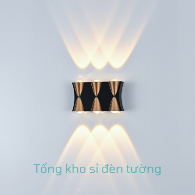 Đèn tường 6 tia vỏ đen+vàng 6W (HL42)