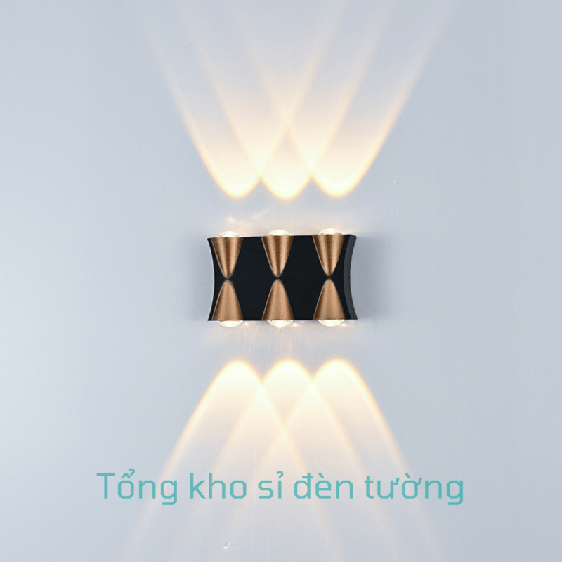 Đèn tường 6 tia vỏ đen+vàng 6W (HL42)