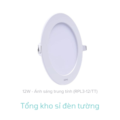 MPE - Đèn LED Panel âm trần nhựa tròn 12W - Ánh sáng trung tính (RPL3-12/TT)