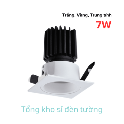 Đèn Spotlight âm trần B02 mặt vuông chóa cố định 7W (AT-B02-SCF-7)