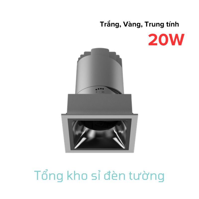 Đèn Spotlight B20 mặt vuông chóa cố định 20W (HL-B20-SCF-20)