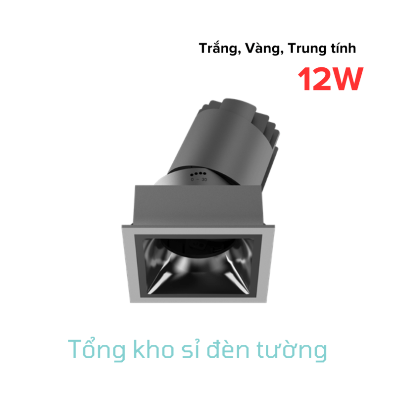 Đèn Spotlight B20 mặt vuông chóa linh hoạt 12W (HL-B20-SCG-12)